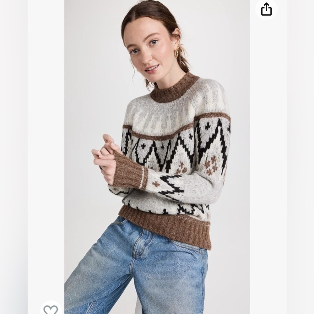 Faherty Frist Fair Isle nick neck sweater in apres haze in size small.